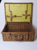 A vintage Sirram picnic basket, contents deficient.
