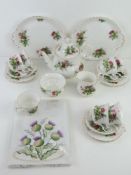 Royal Albert; Highland Thistle pattern tea service, comprising six trios (cup, saucer, side plate),