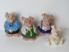 Wade Natwest pigs, three having original Natwest rubber stoppers.