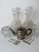 A ssorted silver plated and glassware.