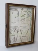 An open display board having pen knife design backing.