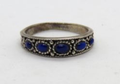 A silver and lapis lazuli ring, stamped 925, size Q.