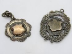 Two HM silver fob meddallions, 18.8g.