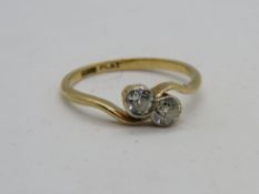 A delightful vintage 18ct gold and platinum diamond ring,