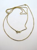 An 18ct gold box link chain necklace, stamped 750, 6.5g.
