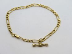 A 9ct gold bracelet having T bar upon, hallmarked 375, 1.5g.