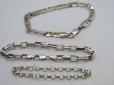 Two fancy link HM silver bracelets, each hallmarked 925,