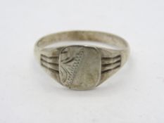 A vintage silver signet ring, stamped silver, unengraved, size P-Q.