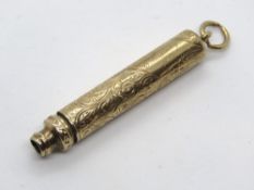 A late 19th century 9ct gold propelling pencil, a/f, engraved E Manning 1899,