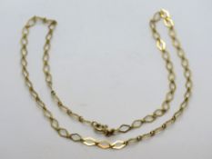 A 9ct gold diamond shaped link chain necklace, stamped 375, 3.2g.