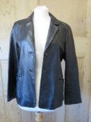 A Pasty Seddon Phase Eight black leather coat, size 14.