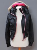 SuperDry; The Windbomber, in black with pink lining, size small.