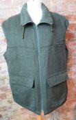 A Duck Valley Sportswear gillet in green, 70% wool, bearing label 'size 52'.