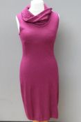 Calvin Klein; a purple knitted sleeveless dress, 50% merino wool, in need of a good lint roll,