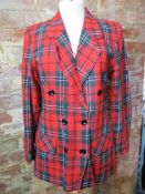 A ladies 60% wool red tartan jacket size 12,