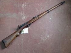 A deactivated Swiss Schmidt-Rubin 7.5mm straight pull rifle, with matching numbers.