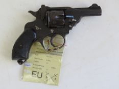 A deactivated Webley MK IV Snub Nosed Revolver.