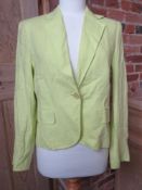A 100% linen ladies jacket in lime green