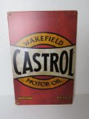 A contemporary metal garage Castrol Motor Oil advertising sign, 30 x 20cm.