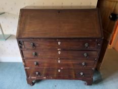 A smart mahogany fall front bureau, lid