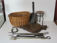 A quantity of fireside items inc bellows