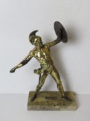 A gilt metal sculpture of Achilles raise