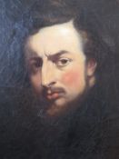 Oil on canvas; bearded gentleman in oak