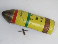 A WWI 3 inch cutaway HE shell with timer