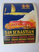 A contemporary Pop Art style Grand Prix advertising print 'San Sebastian 1926', 42 x 29.