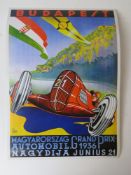 A contemporary Pop Art style Grand Prix advertising print 'Budapest 1936', 42 x 29.