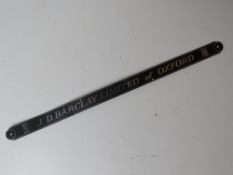 A Rolls Royce J D Barclay Limited of Oxford aluminium strip badge. Approx 28.5cm in length.