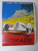 A contemporary Pop Art style Grand Prix advertising print 'Monaco 1935', 42 x 29.
