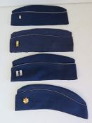 Four USAF side caps, two size 7 ¼, one s