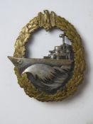 A WWII German Destroyer badge, marked to back SCHWERIN Berlin 68.