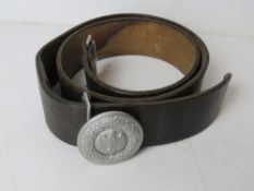 A WWII German Army Officer's Parade Belt Buckle with leather belt,