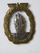 A WWII German Minesweeper badge, pin a/f, marked to back FEC. OTTO PLACZEK Berlin AUSF.