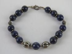 A lapis lazuli beaded bracelet.