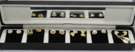 A set of six c1980s Pierre Cardin stud earrings in original box.