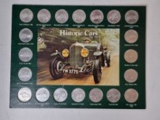 A complete collection of historic cars commemorative coins produced by Shell.