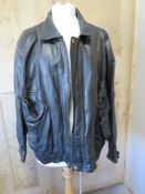 A Mens black leather coat.