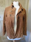 A tan leather jacket size 14.