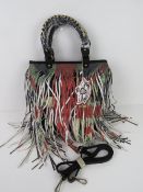 A fringed tote bag 'as new' approx 32 x