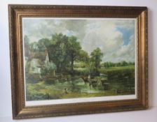 An Egyptian painting on papyrus, framed