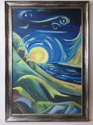 A contemporary impressionist acrylic on