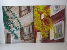 A pair of contemporary acrylic paintings