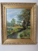 Oil on canvas; 'A Quiet Backwater East A