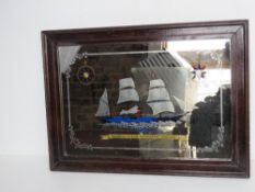 An Oriental Steam Navigation Company themed wall mirror in frame,