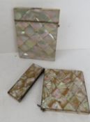 Two mother of pearl card cases, each measuring approx 8 x 10cm.