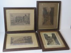 Four steel engravings, three in matching frames, all signed by Frank McFadden c1890,