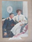 Three vintage prints including portrait of Queen Elizabeth II,